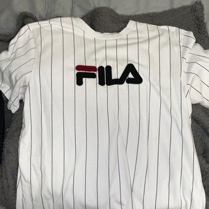 FILA White Striped Baseball Style Top US S